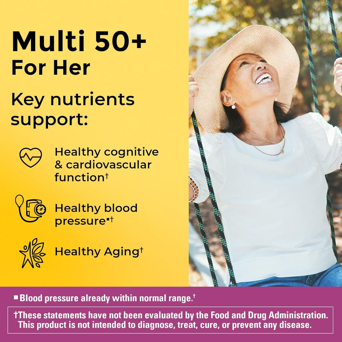 Nature Made Multivitamin for Women 50+ No Iron, Multivitamins for Women 50 Plus, Daily Nutritional Support, Nature Made Multi Vitamins, 90 Tablets, 90 Day Supply