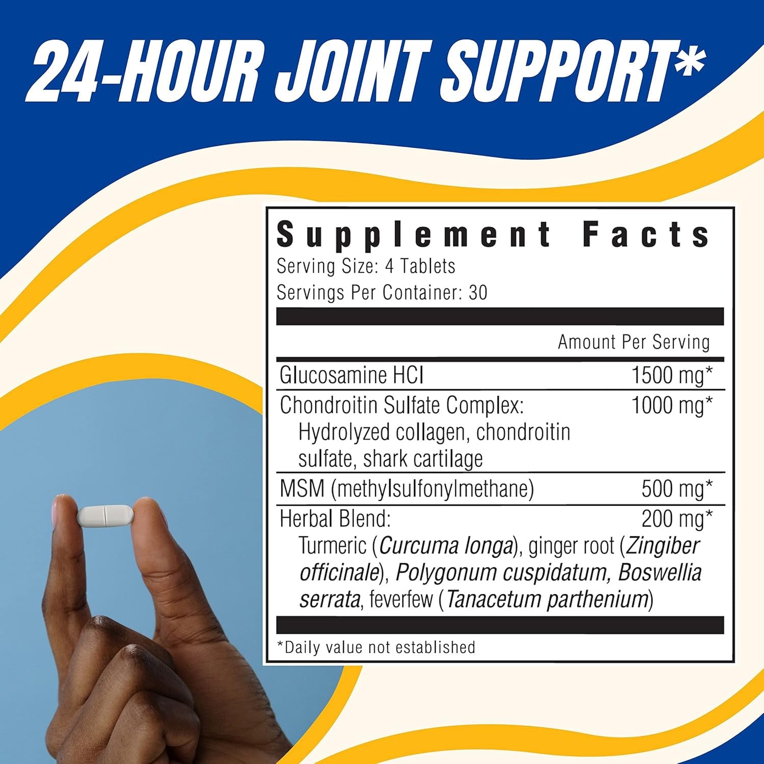 Glucoflex Glucosamine & Chondroitin Sulfate with MSM, 24 Hour Joint Support, Healthy Bones, Supports Healthy Mobility, 30 Servings, 120 Count