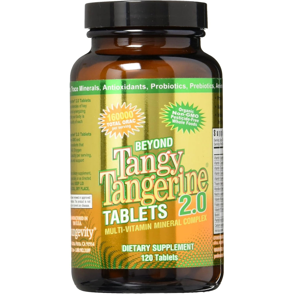 Youngevity beyond Tangy Tangerine 2.0 Multi-Vitamin & Mineral Complex - Made with Natural & Whole Foods | 160,000 ORAC | 120 Tablets | 1 Bottle