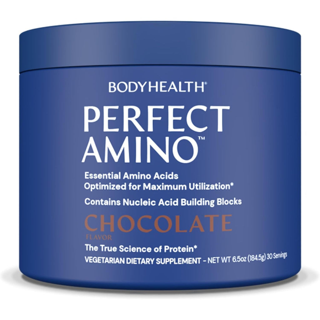 Bodyhealth Perfectamino Powder - BCAA and EAA Powder for Pre and Post Workout - Amino Acid Energy Drink for Men and Women to Support Lean Muscle and Recovery - Chocolate - 30 Servings