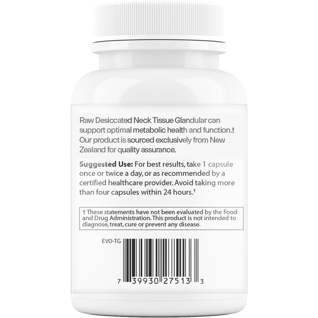 Thyroid – Raw Grass-Fed Desiccated – New Zealand Sourced - Energy & Metabolism Support – Non-Gmo, 60 Capsules