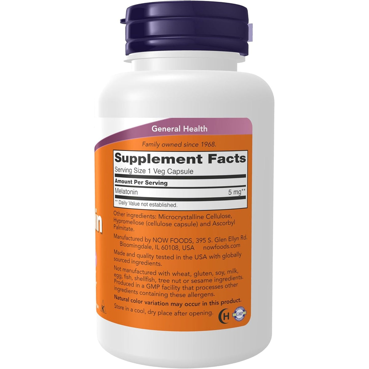 NOW Foods Supplements, Melatonin 5 Mg, Free Radical Scavenger*, Healthy Sleep Cycle*, 180 Count (Pack of 1)