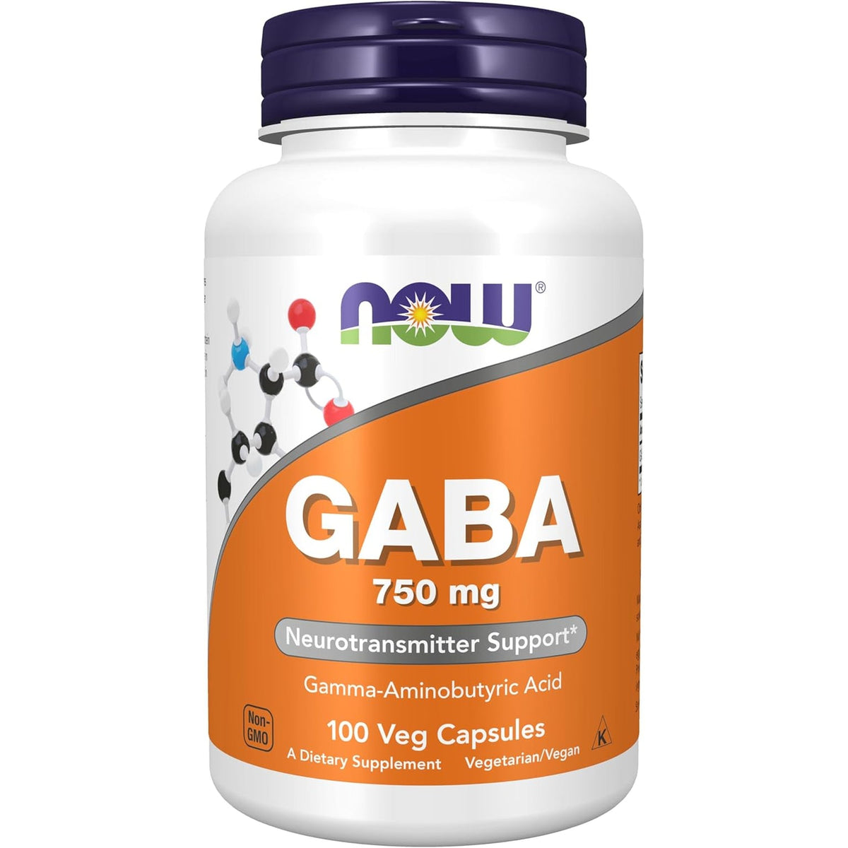NOW Foods Supplements, GABA (Gamma-Aminobutyric Acid) 750Mg, Neurotransmitter Support*, 100 Veg Capsules