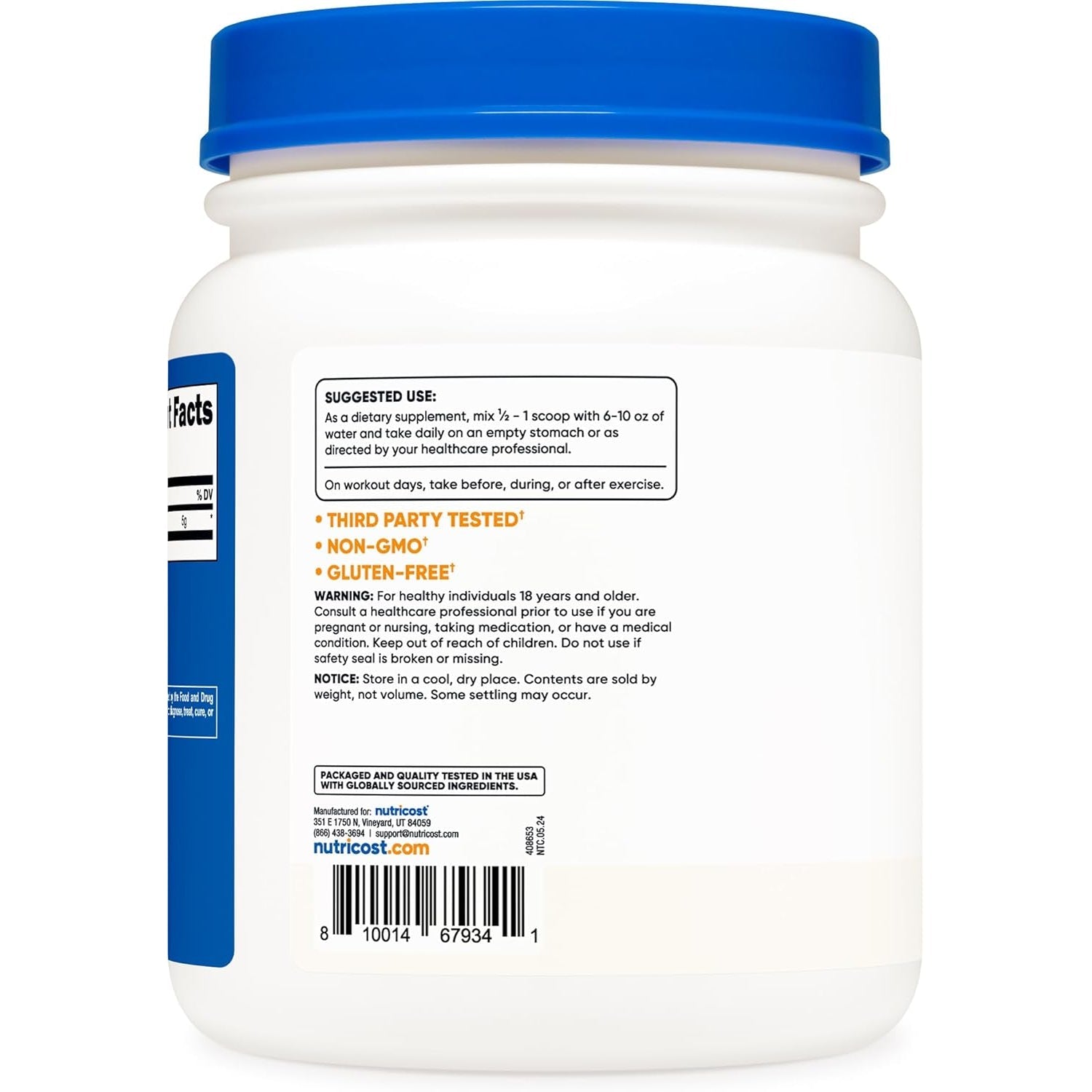 Nutricost Pure L-Leucine Powder 500 Grams