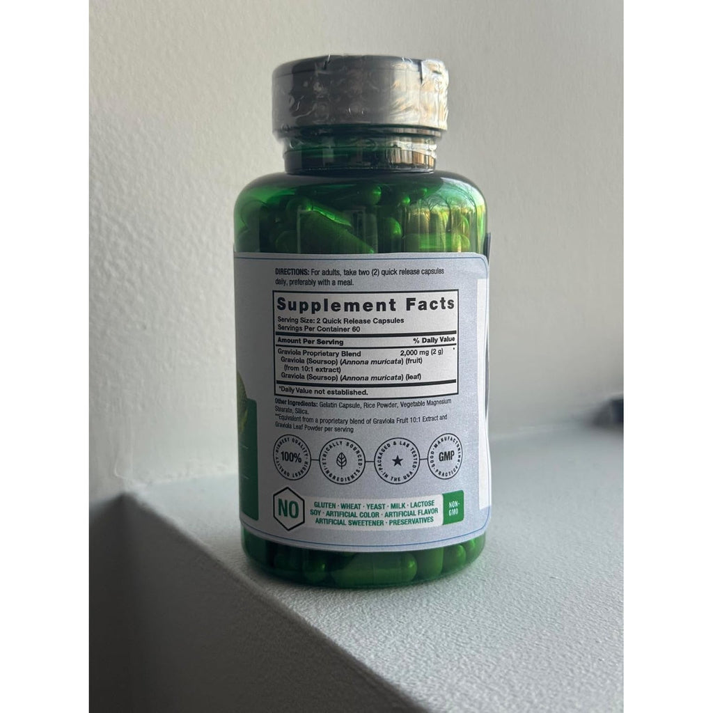 Horbäach Graviola Capsules | 120 Count | Soursop (Annona Muricata) | Non-Gmo & Gluten Free