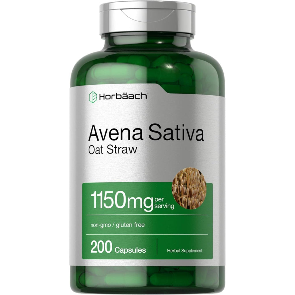 Horbäach Avena Sativa Extract | 200 Capsules | Oat Straw Extract | Non-Gmo, Gluten Free