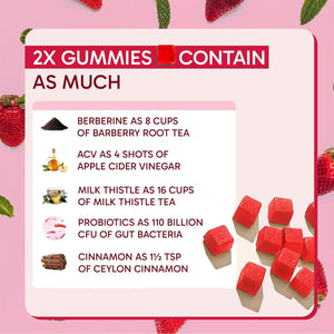10Ex 3-In-1 Berberine Gummies, Gut Support Gummies. Gut Health, Digestion & Appetite Balance. 100 Billion CFU Akkermansia Probiotics, Apple Cider Vinegar Gummy. Sugar-Free, Vegan, Keto, Low-Carb 60Ct