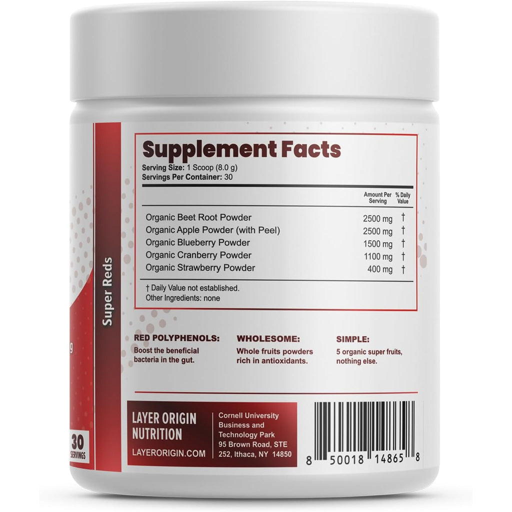 Simple Reds - Organic Red Polyphenols Whole Fruit Powder | Only Real Red Whole Fruits & Zero-Fillers | 30 Servings