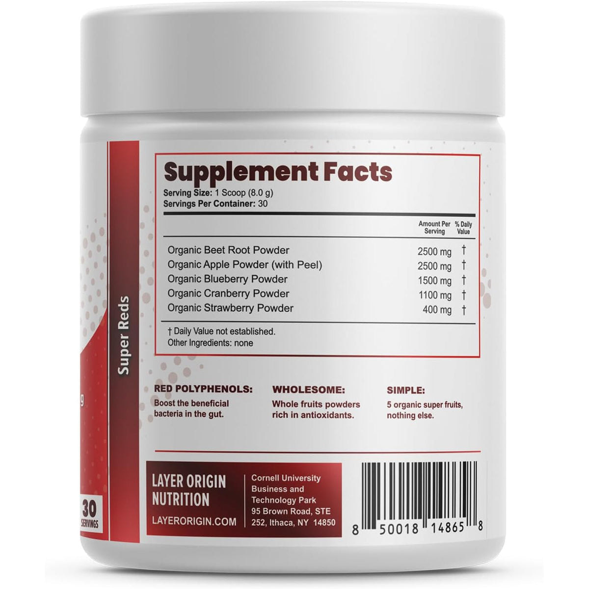 Simple Reds - Organic Red Polyphenols Whole Fruit Powder | Only Real Red Whole Fruits & Zero-Fillers | 30 Servings