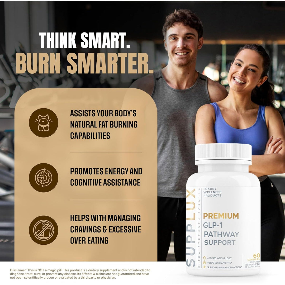 PREMIUM GLP-1 Weight Loss Support - Assists Metabolic Pathways Linked to GLP-1 Signaling - Promotes Weight Loss for Women & Men, Helps Appetite Control & Promotes Energy - 3Rd Party Tested - 60 Pills