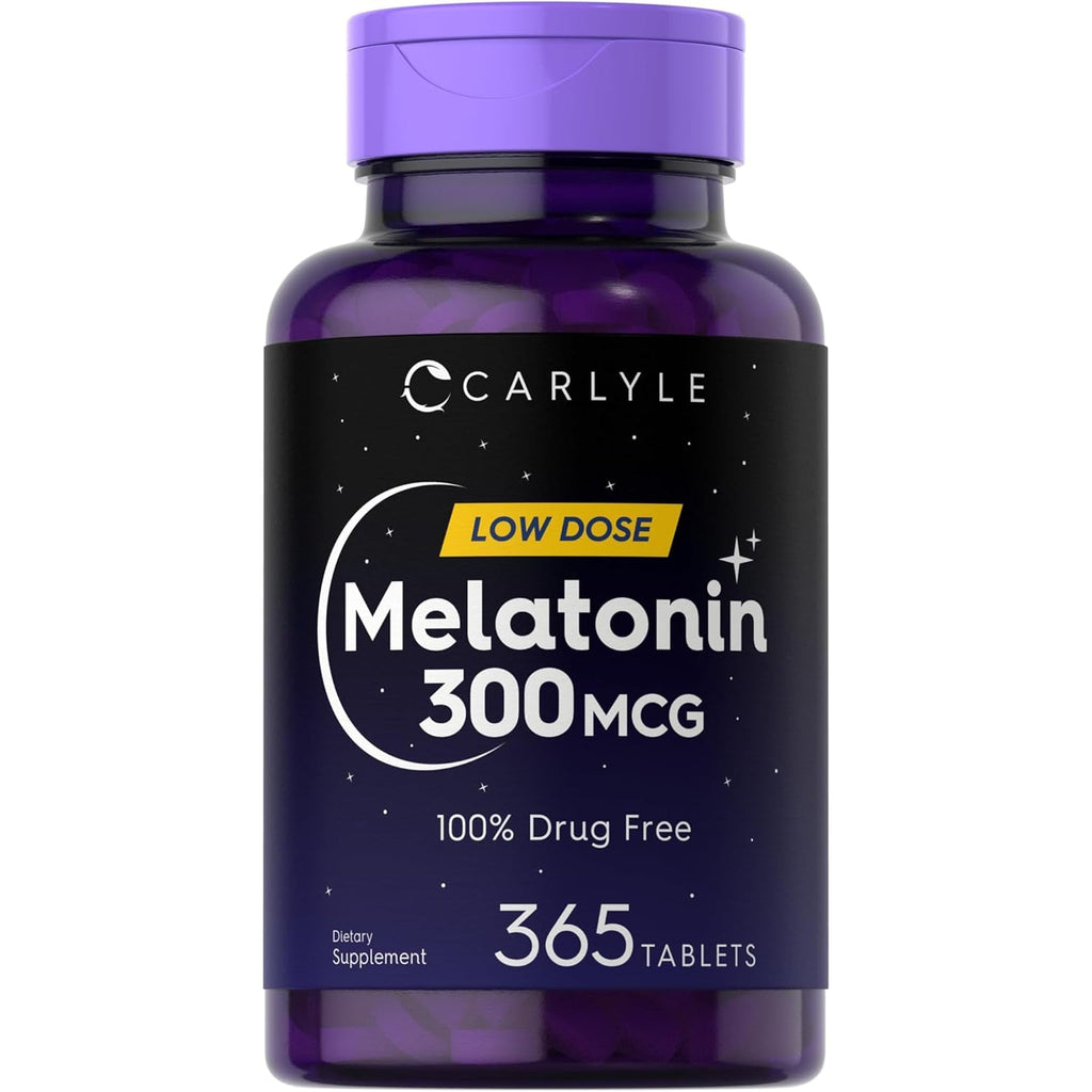 Carlyle Melatonin 300 Mcg | 365 Tablets | Low Dose | Vegetarian, Non-Gmo, Gluten Free