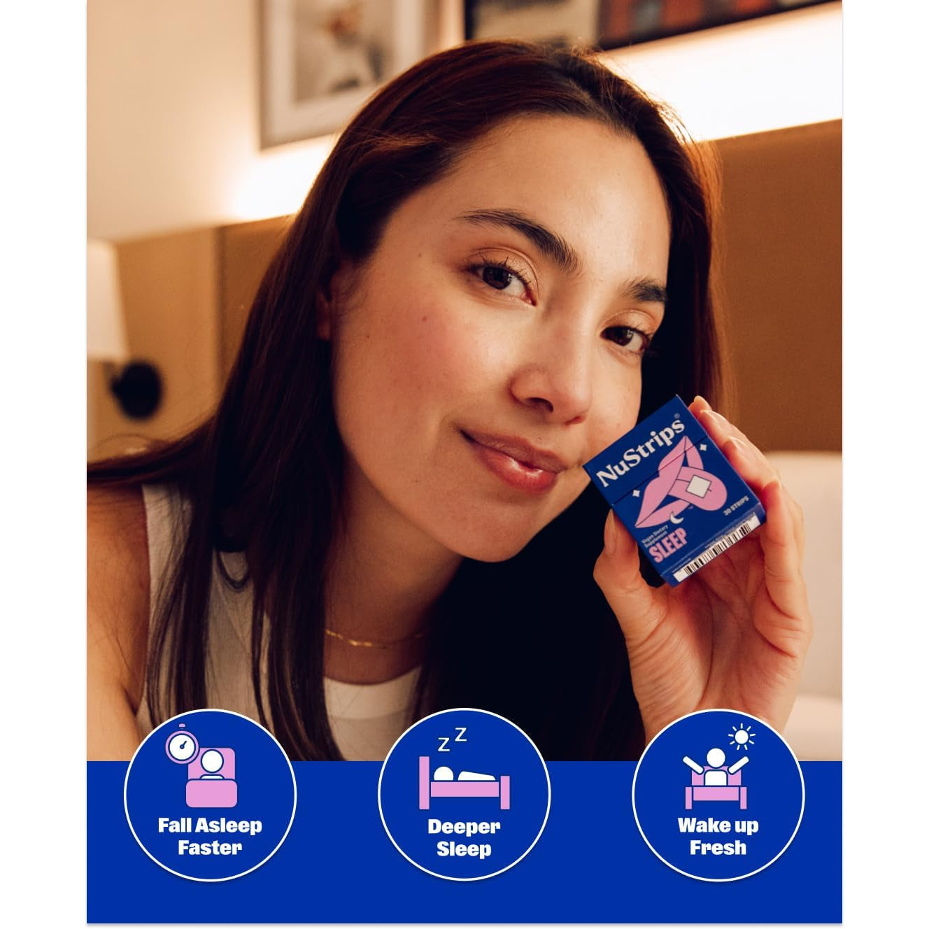 Nustrips™ Fast-Dissolving Sleep Strips with 5Mg Melatonin, Valerian Root, L-Theanine & Vitamin B6 – Blueberry Flavor - Natural Sleep Aid, Vegan, Non-Gmo, Gluten Free – Fall Asleep Fast (30 Strips)