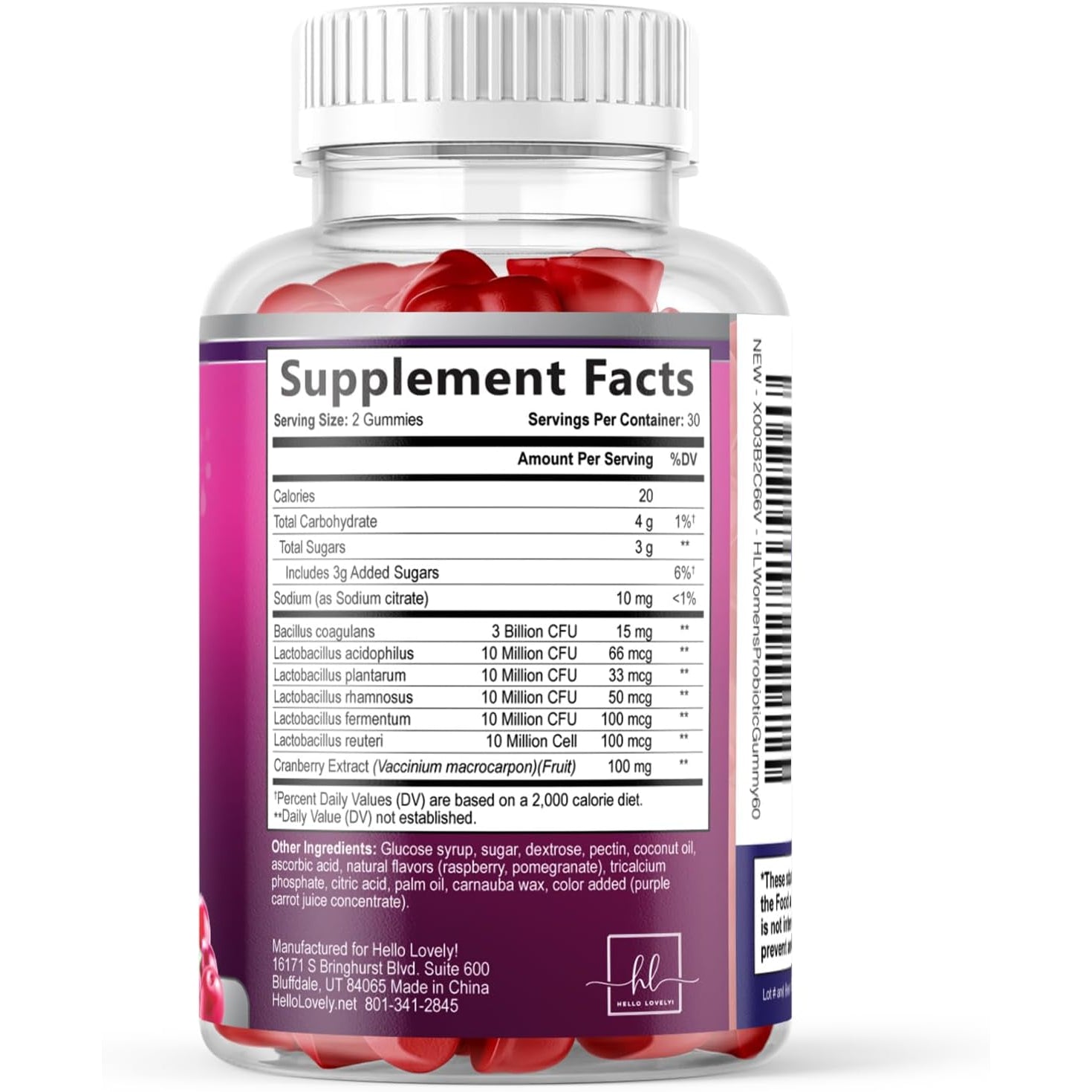 Probiotics for Women Gummies with Cranberry - 6 Premium Strains for PH Balance - Women Probiotics for Digestive Health, Vaginal & Immune Support, Women'S Probiotic Feminine Health Gummy - 60 Gummies