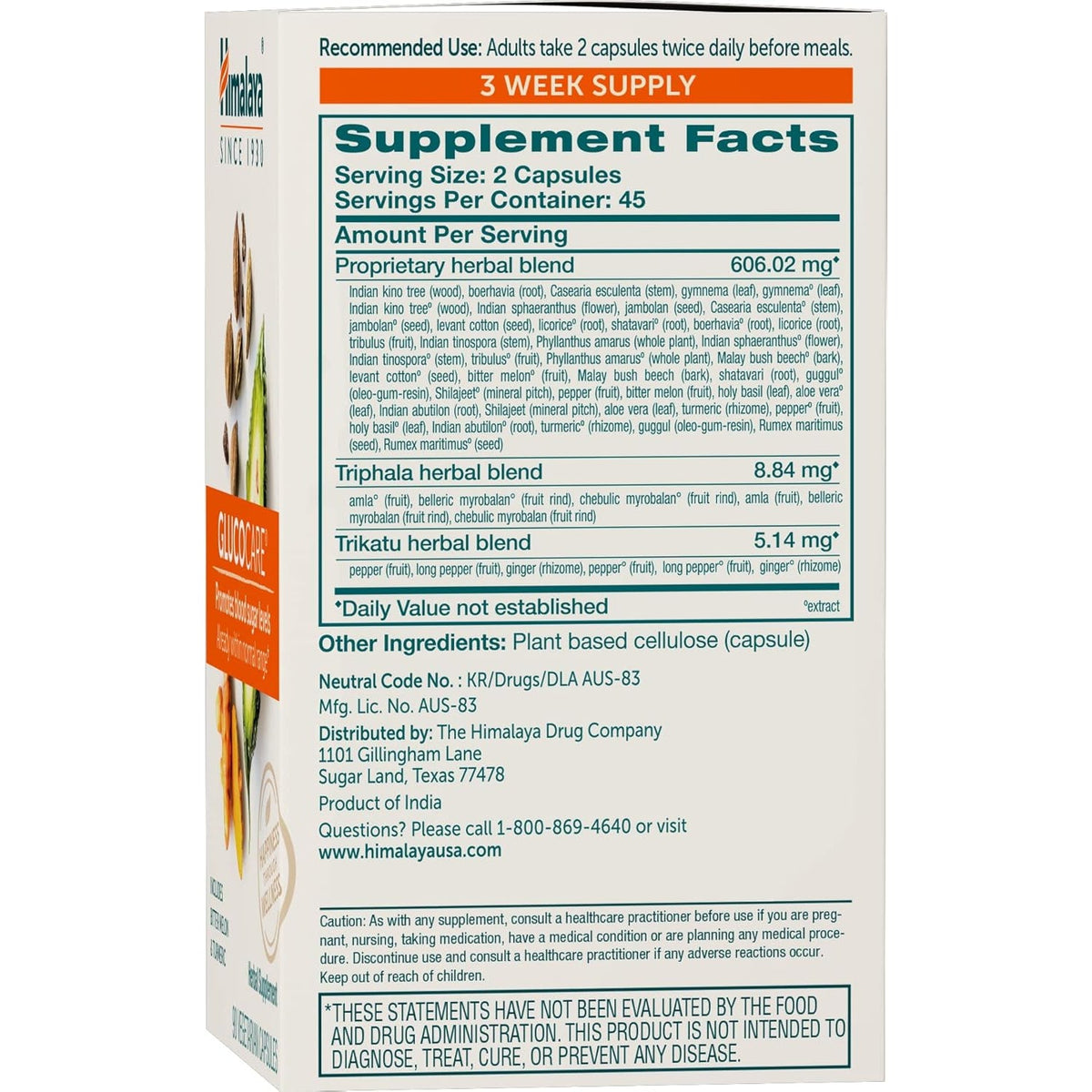 Himalaya Glucocare – Herbal Glucose Metabolism & Pancreatic Support with Bitter Melon, Gymnema, Triphala & Turmeric – Natural Blood Sugar Support – Vegan, Non-Gmo, Gluten-Free – 90 Capsules
