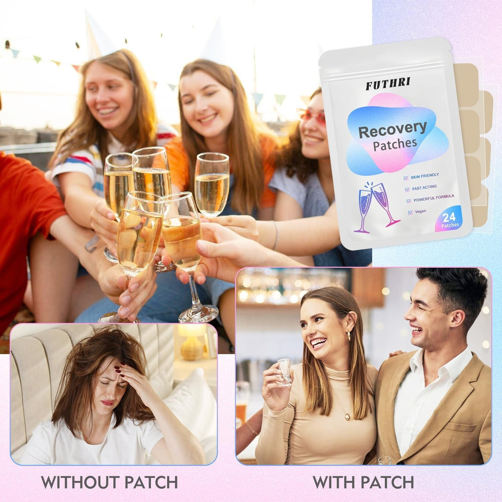 24 Pack Party Care Patches, Hangover Patch - Skin-Friendly Self-Adhesive Patches, Natural Ingredients, Long Lasting Sticky Design for Daily Party Recovery & Refresh