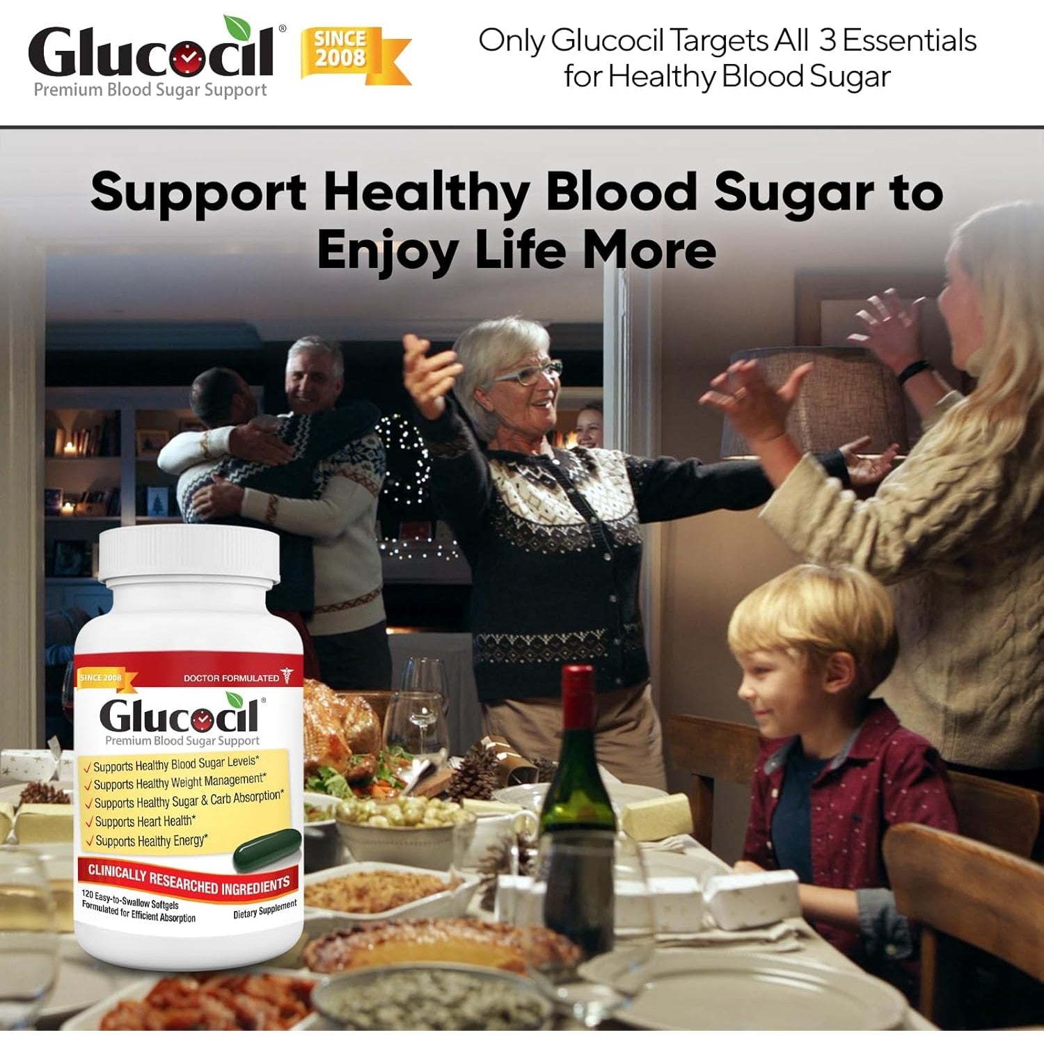 Glucocil – Softgels - Premium Blood Sugar Support - over 2 Million Bottles Sold - Supports the 3 Essentials for Healthy Blood Sugar - since 2008, with Berberine, Proprietary Mulberry Leaf, and More