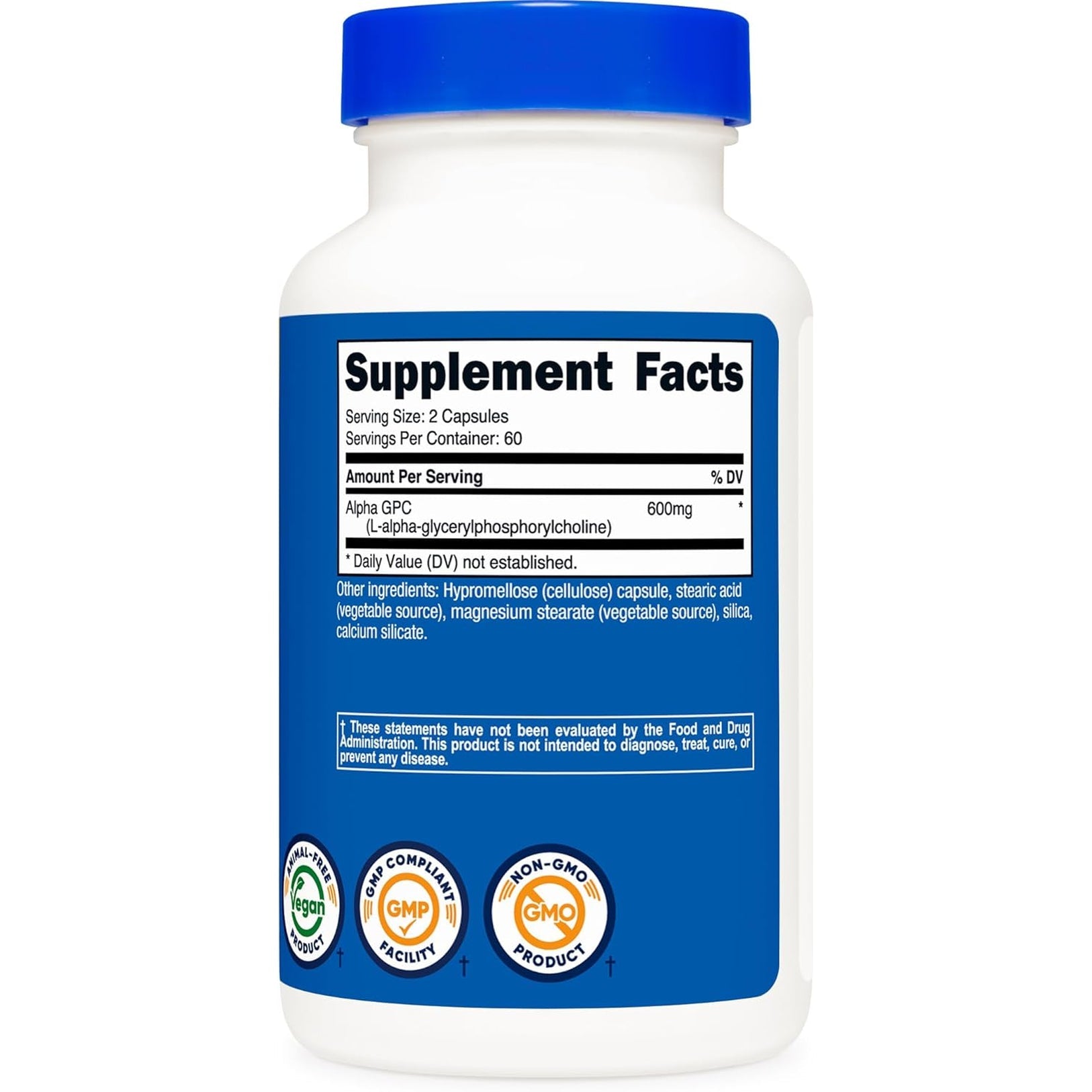 Nutricost Alpha GPC 600Mg, 120 Vegetarian Capsules - Non-Gmo and Gluten Free, 300Mg per Capsule