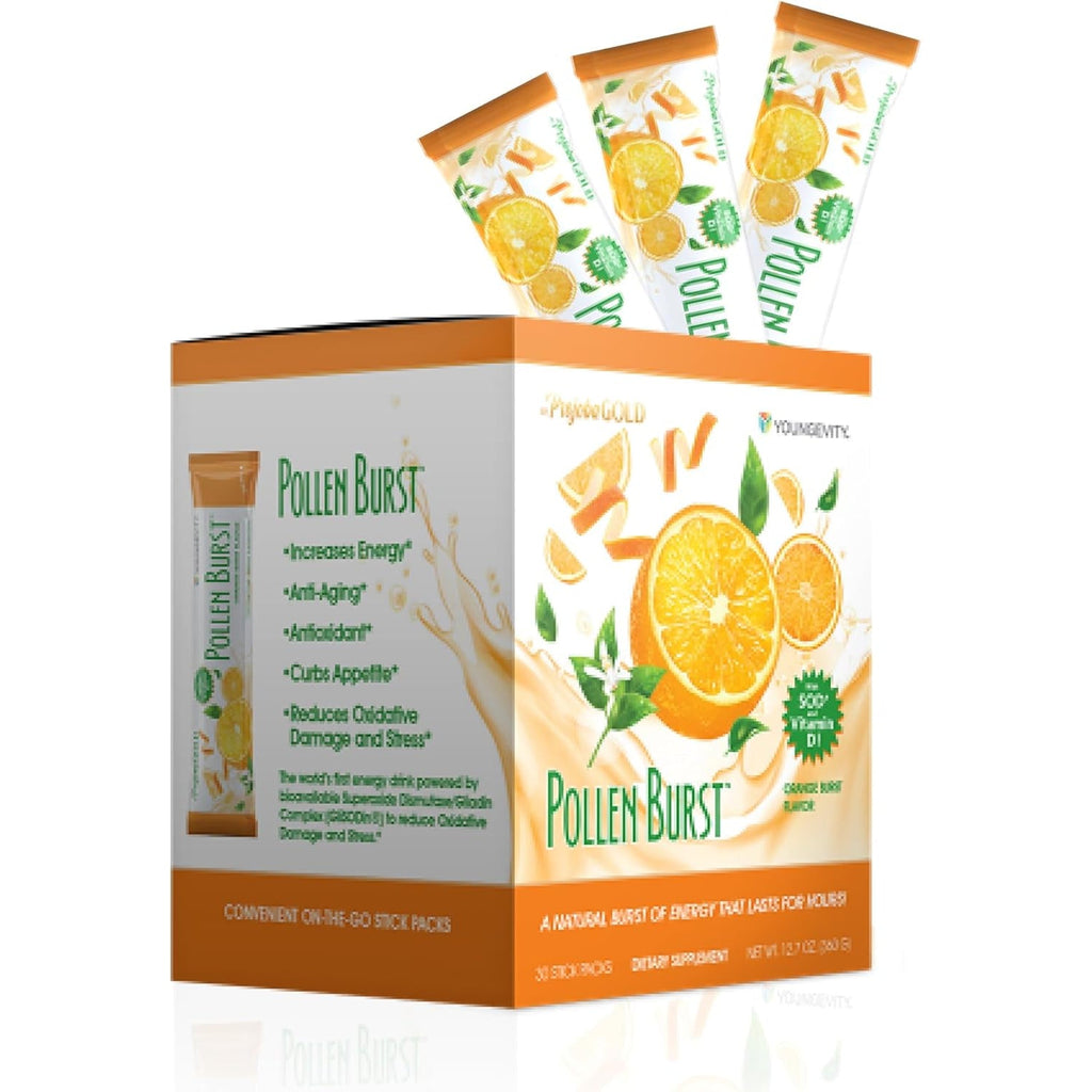 Youngevity Projoba Pollen Burst™ - Clean Natural Energy Supplement W/Green Tea, Pollen Extract, Glisodin® - Increase Focus, Brain Boost, Endurance, Mental Clarity (30 Sticks)