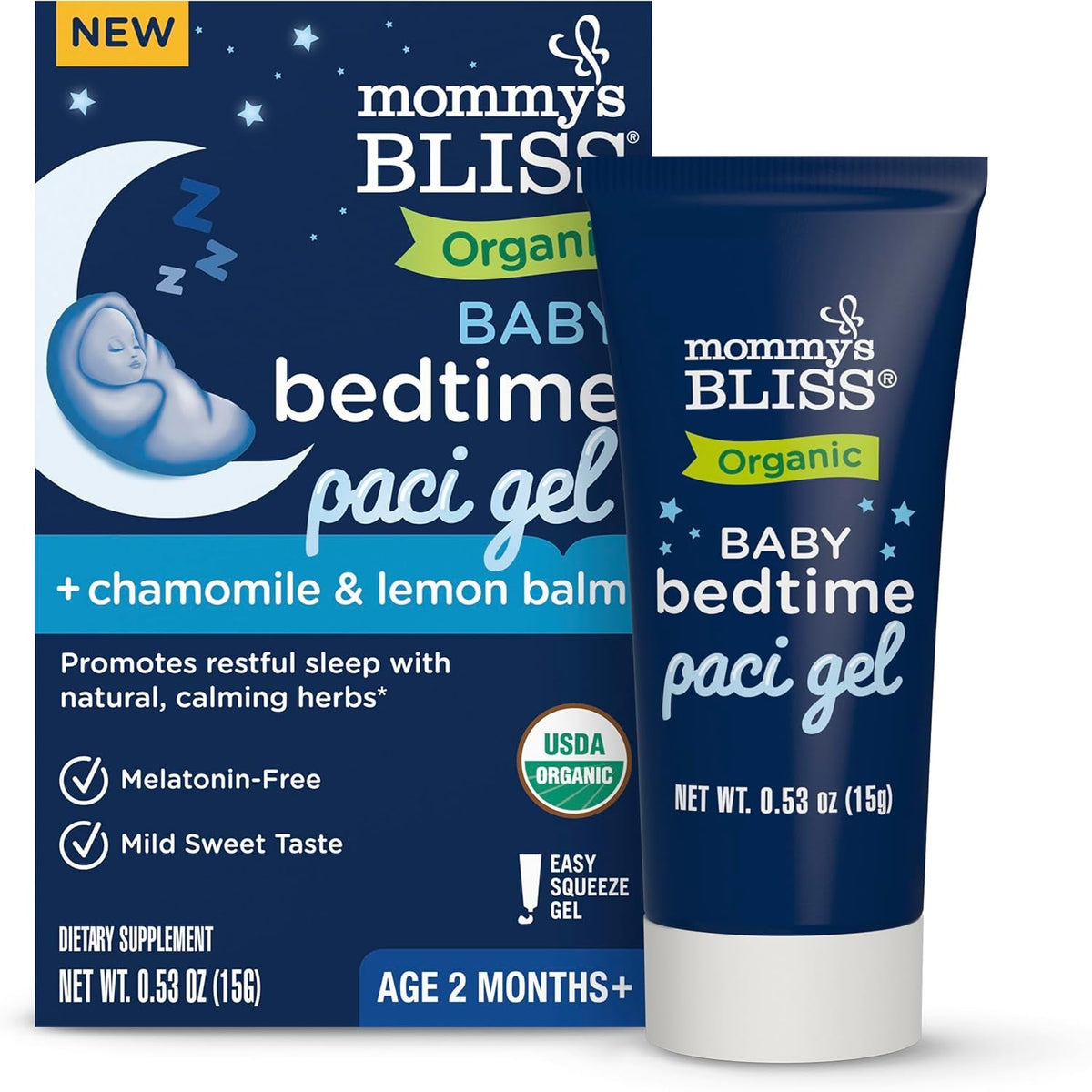 Mommy'S Bliss Organic Baby Bedtime Paci Gel, Promotes Restful Sleep*, Melatonin Free, Age 2 Months+, 0.53 Fl Oz