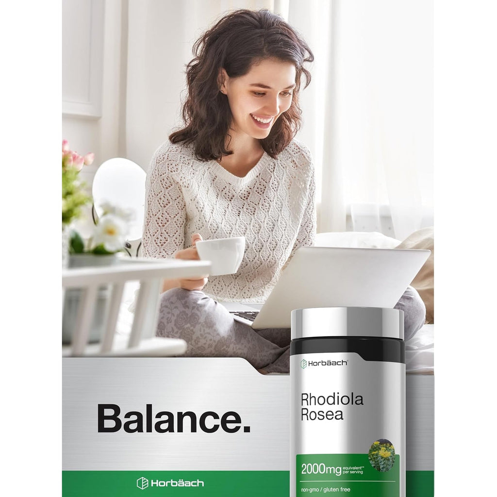 Horbäach Rhodiola Rosea Capsules | 180 Count | Non-Gmo, Gluten Free Supplement
