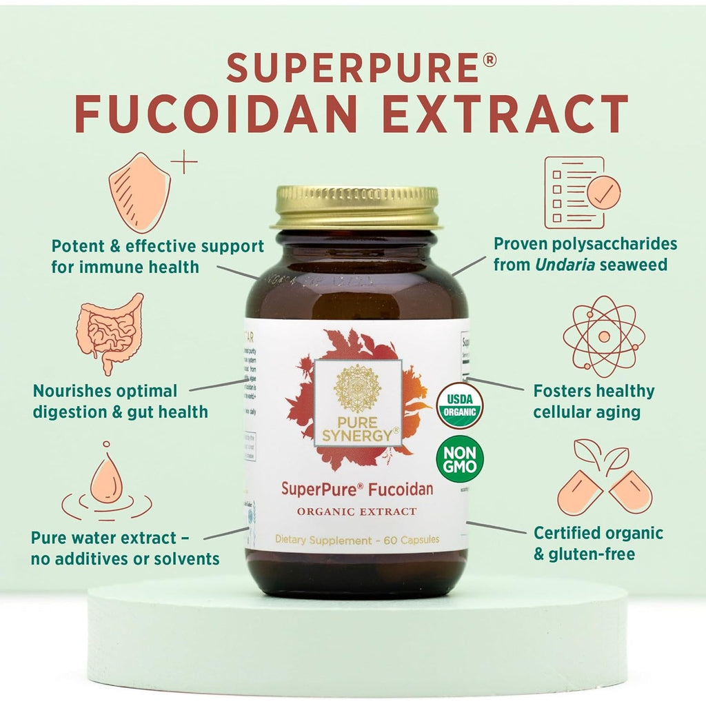 PURE SYNERGY Superpure Fucoidan Extract | Gluten-Free Fucoidan from Organic Brown Seaweed | for Immune Health, Digestion, and Healthy Aging (60 Capsules)
