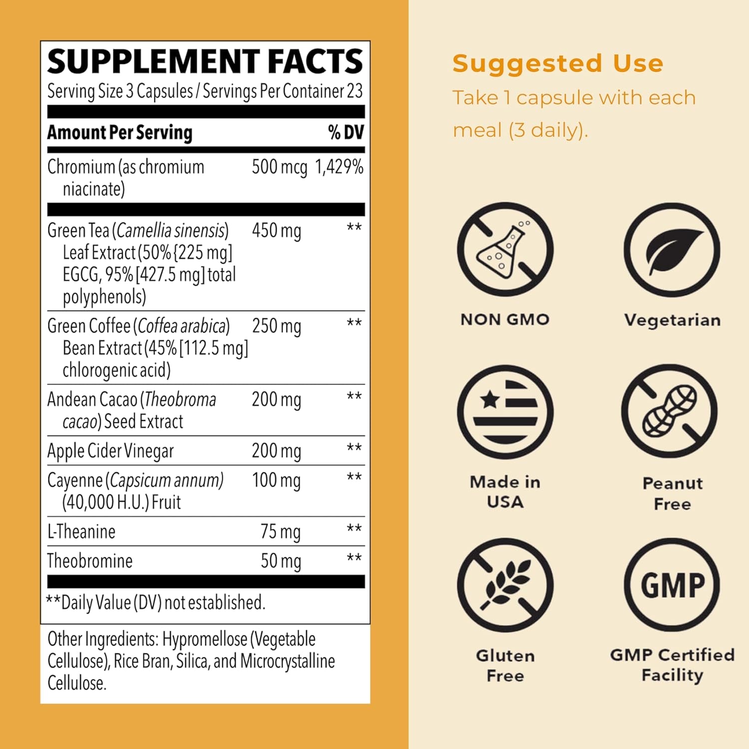 Metabolism - Weight Control Support & Energy Boosting Supplement - Natural Appetite Suppressant - Curbs Cravings - Green Tea, Coffee Bean, Chromium, Cacao & Theobromine - 140 Capsules