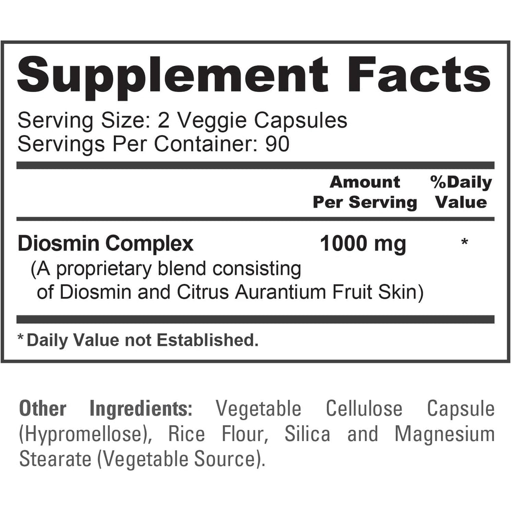Nusapure Diosmin Complex 1,000Mg per Serving 180 Veggie Caps (Non-Gmo, Vegan) Citrus Aurantium