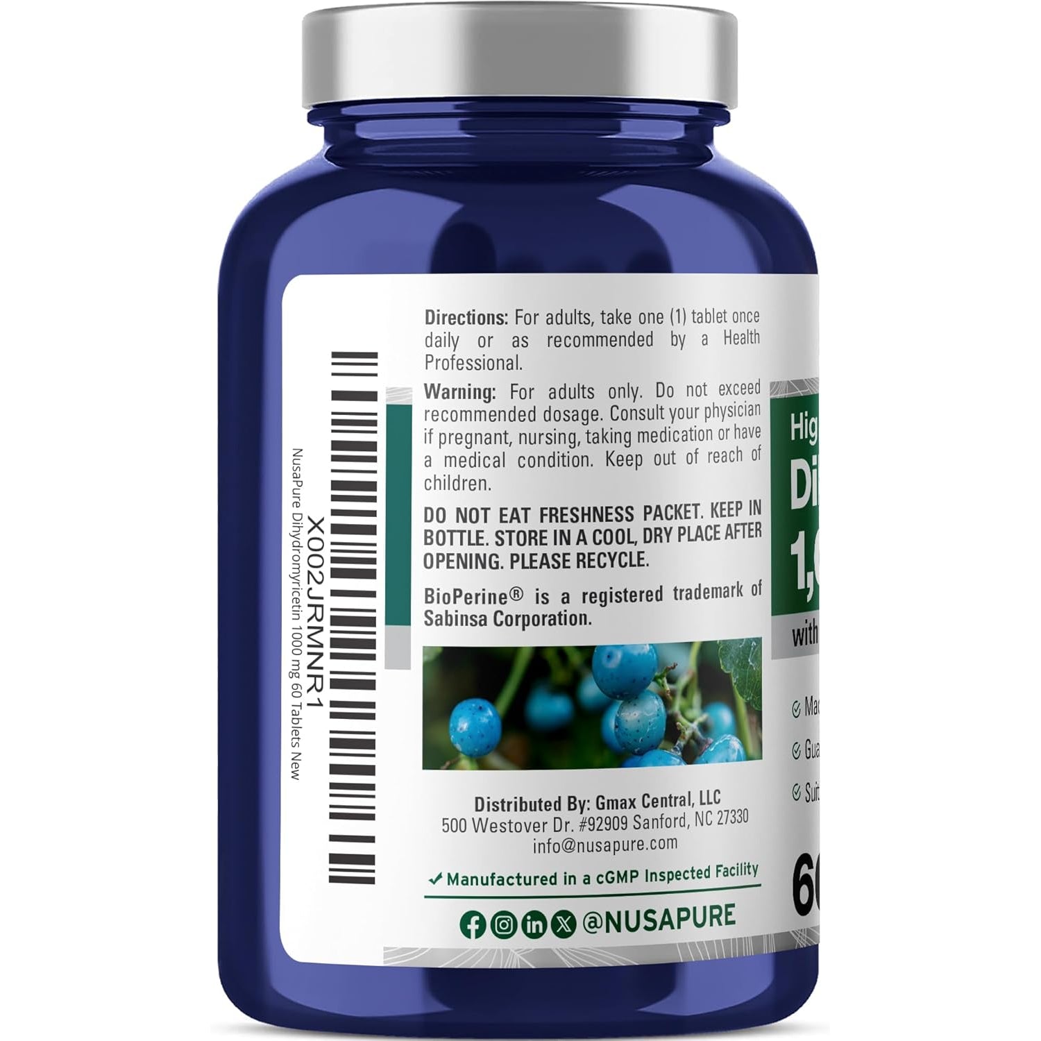 Nusapure Dihydromyricetin (DHM) 1,000Mg 60 Veggie Tablets (No GMO & 100% Vegetarian)