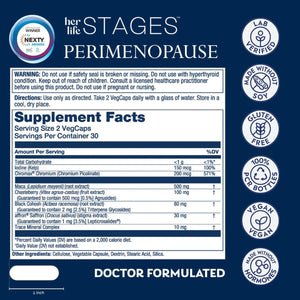 SOLARAY Perimenopause Her Life Stages - Perimenopause Supplements Women - Hot Flashes, Menopause Support - Saffron and Chasteberry - Made without Hormones - 60-Day Guarantee - 30 Servings, 60 Vegcaps