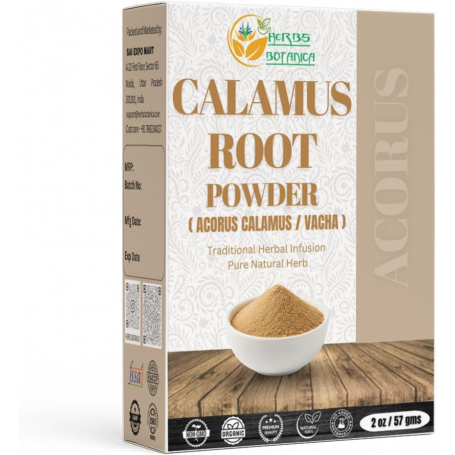 Herbs Botanica Calamus Powder 100% Pure & Organic Acorus Calamus Root Powder for Herbal Tea, Wellness & DIY Use Finely Ground, Non-Gmo & Additive Free 2 Oz Pack