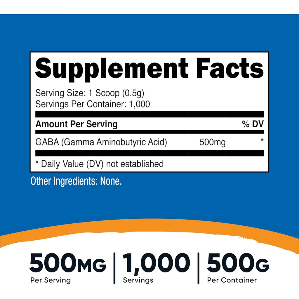 Nutricost Pure GABA 500G Powder (Gamma Aminobutyric Acid) (500 Grams/1.1 Pounds)