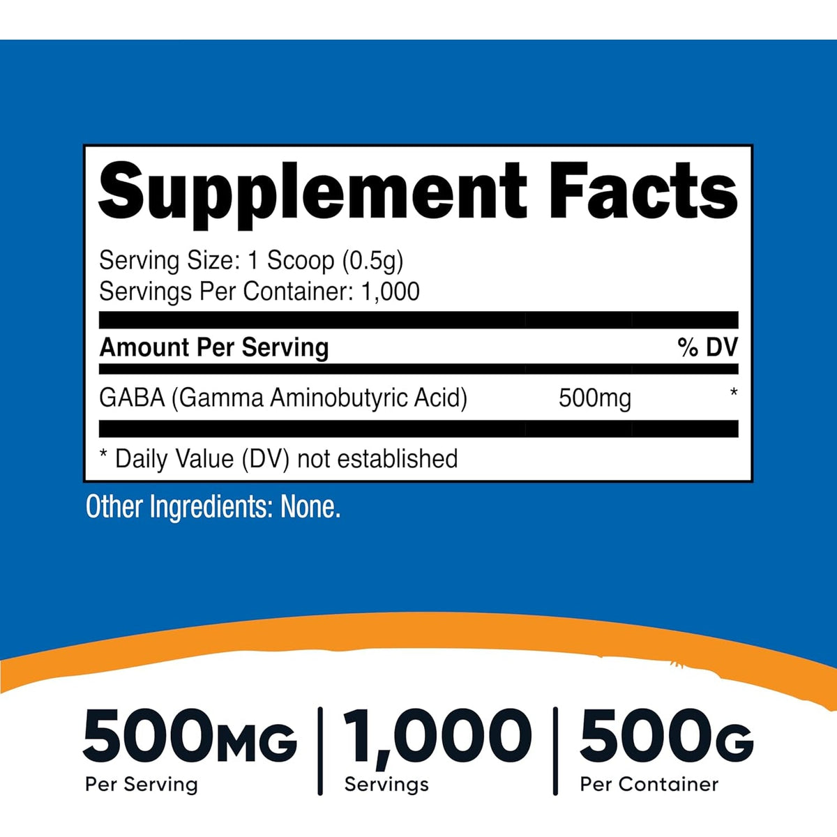 Nutricost Pure GABA 500G Powder (Gamma Aminobutyric Acid) (500 Grams/1.1 Pounds)