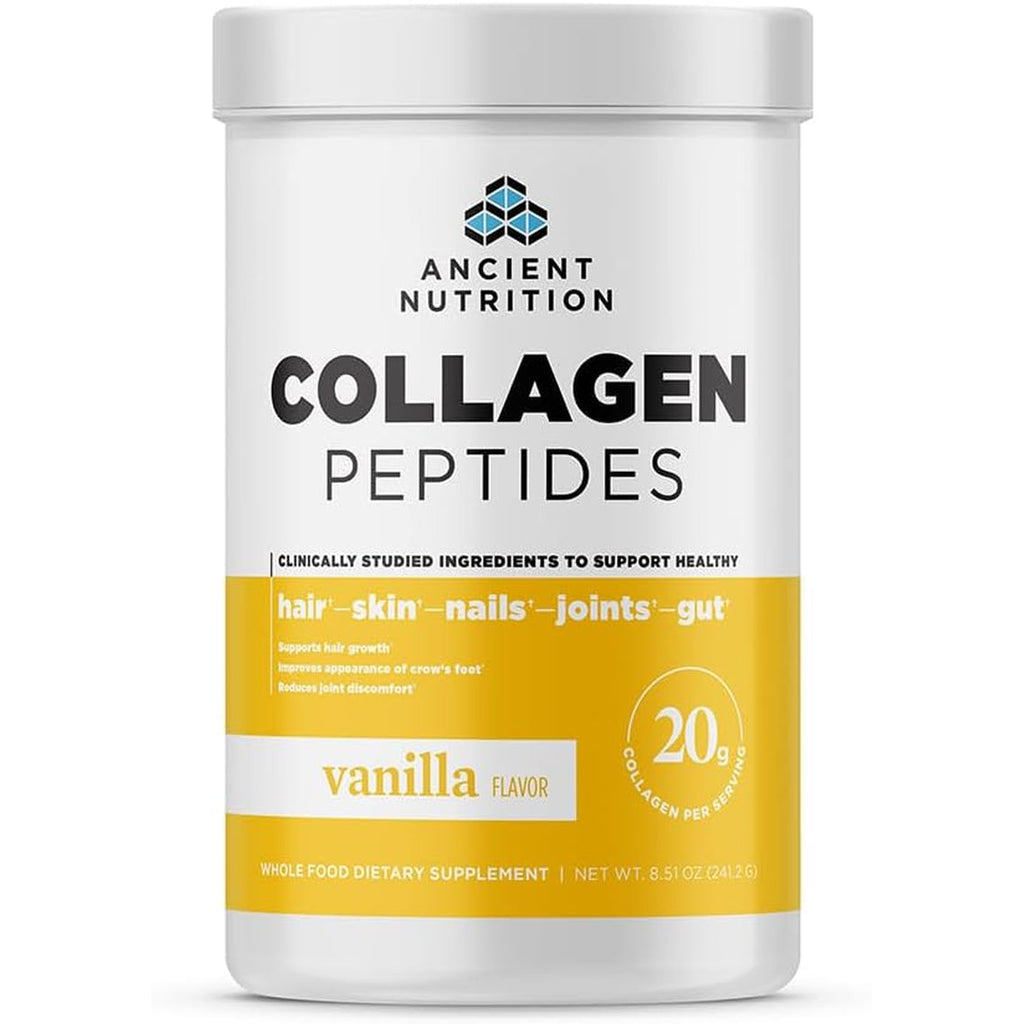 Ancient Nutrition Collagen Peptides, Collagen Peptides Powder, Vanilla Hydrolyzed Collagen, Supports Healthy Skin, Joints, Gut, Keto and Paleo Friendly, 12 Servings, 20G Collagen per Serving