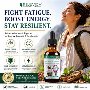 Rejuvica Health Active Adrenal - Advanced Adrenal Support Tincture - Liquid Delivery for Better Absorption - Ashwagandha, B-Vitamins, Magnesium and More