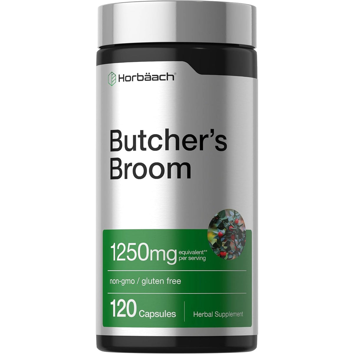 Horbaach Butchers Broom Capsules | 120 Count | Non-Gmo, Gluten Free | Traditional Herb Root Extract Supplement