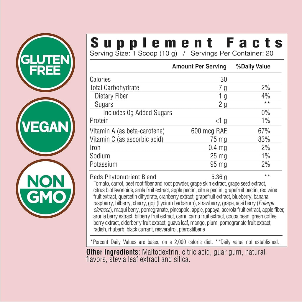 COUNTRY FARMS Super Reds, Energizing Polyphenol Superfood, 48 Super Fruits and Berries, Powerful Antioxidants and Polyphenols, Supports Energy, 20 Servings, Mixed Berry Flavor