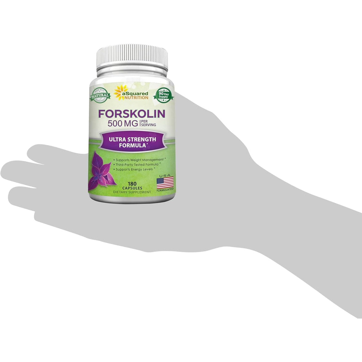 Asquared Nutrition Forskolin 500Mg per Serving Max Strength-180 Capsules, Supplement for Pure Weight Loss Fuel, Coleus Forskohlii Root - Forskolin Diet Pills, Belly Buster Fat Burner 2X Slim Trim Lose