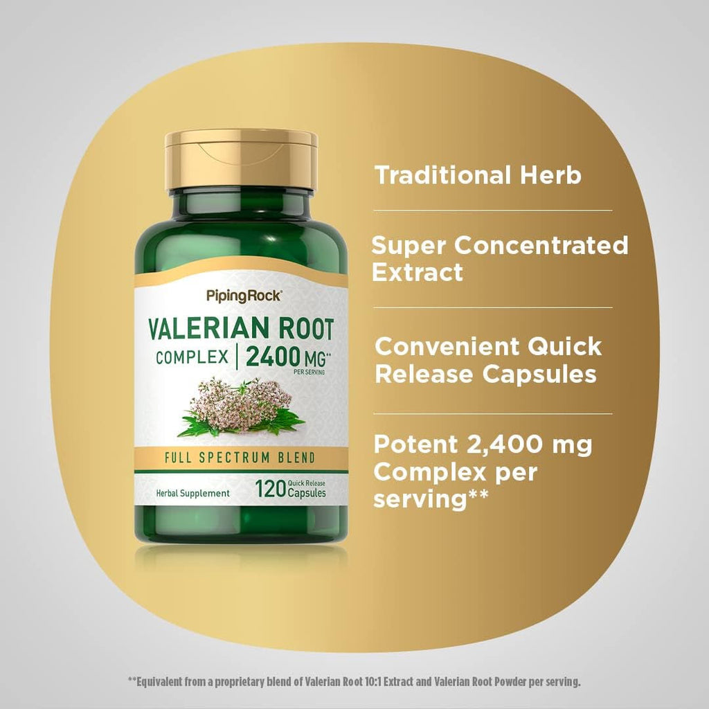 Piping Rock Valerian Root Capsules | 120 Count | Extract Supplement | Herbal Blend | Non-Gmo, Gluten Free Complex