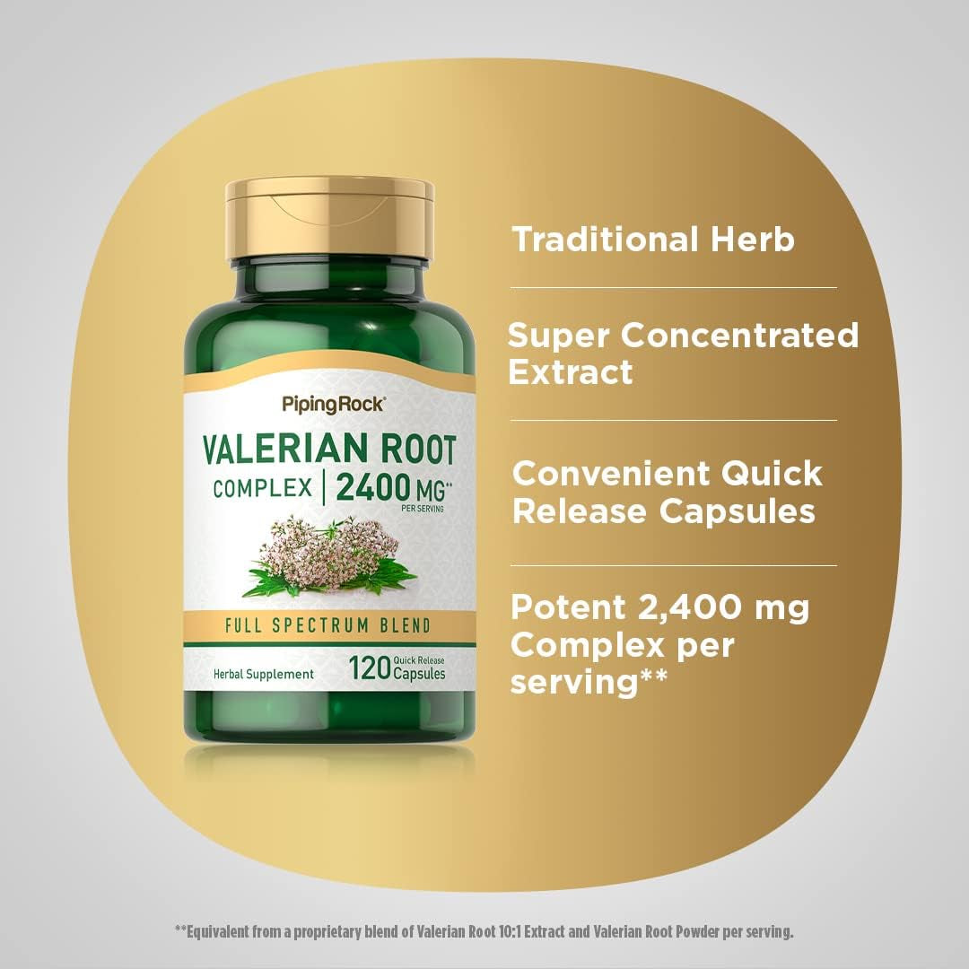 Piping Rock Valerian Root Capsules | 120 Count | Extract Supplement | Herbal Blend | Non-Gmo, Gluten Free Complex