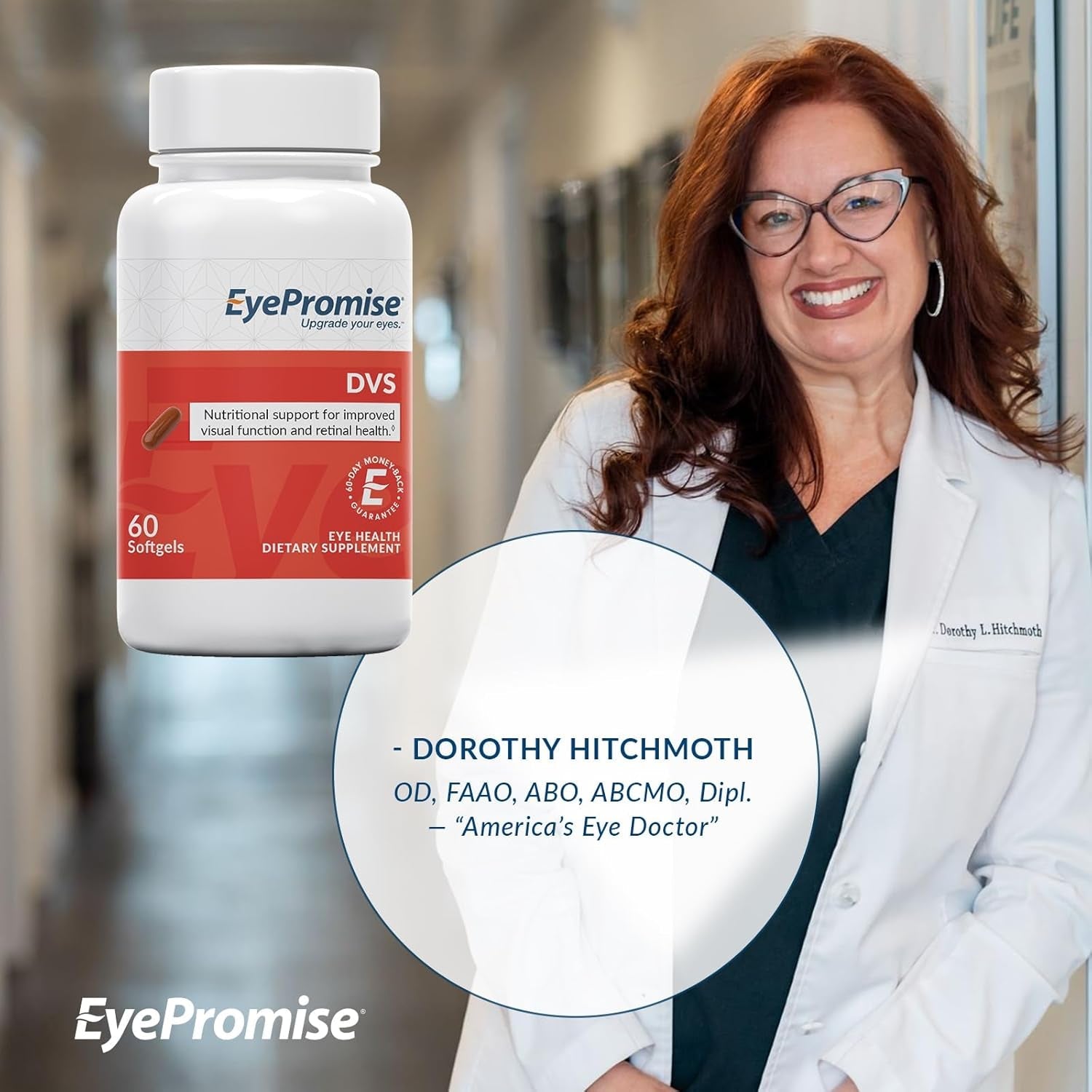 Eyepromise DVS Eye Vitamin - 60 Softgels, 30-Day Supply - Eye Supplement with Zeaxanthin and Lutein for Retinal Support & Improved Visual Function