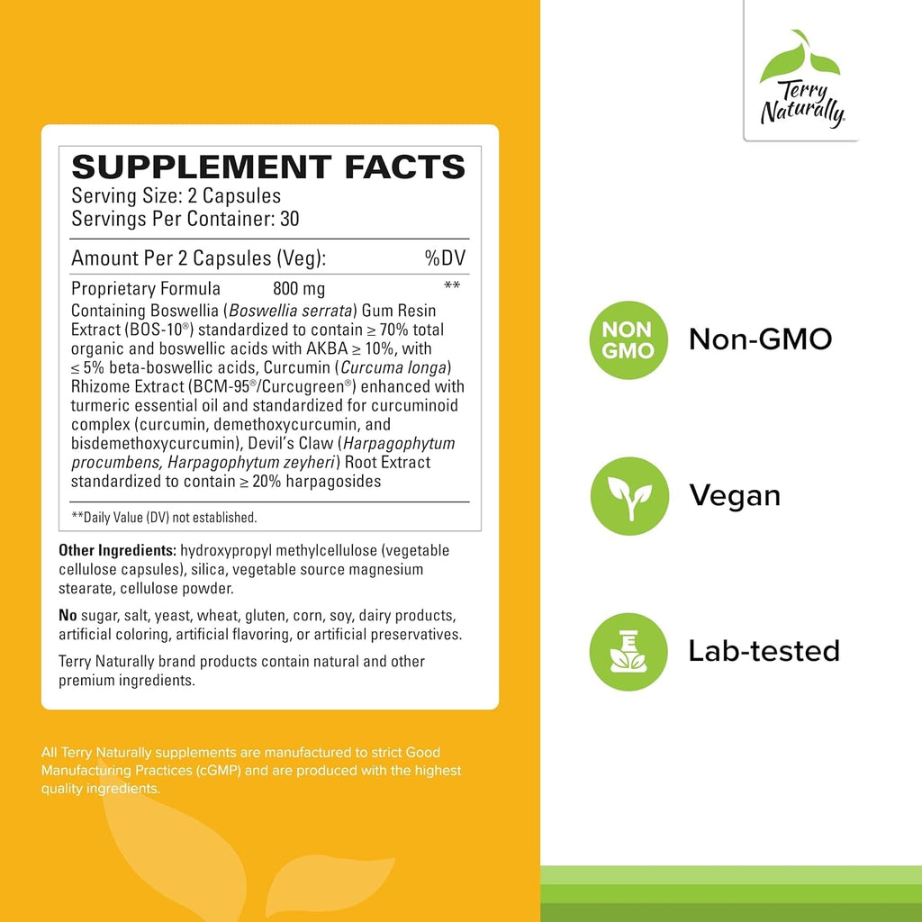 Terry Naturally Arthocin - 60 Capsules - Support Joint Lubrication, Optimize Flexibility & Comfort - Non-Gmo, Vegan, Gluten Free - 30 Servings