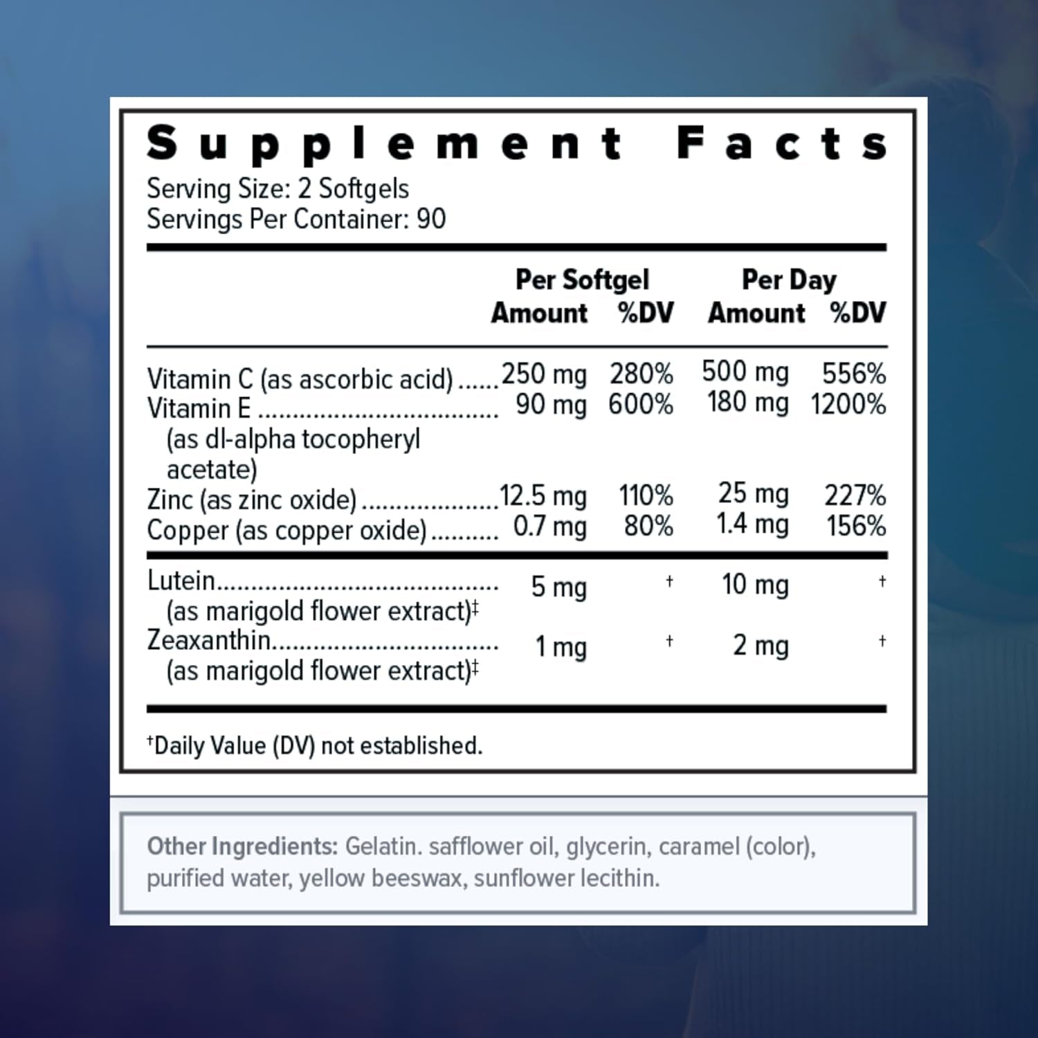 Focus Select AREDS2 Based Eye Vitamin-Mineral Supplement - Upplement for Eyes (180 Ct. 90 Day Supply) - Low Zinc Formula - Eye Vision Supplement and Vitamin