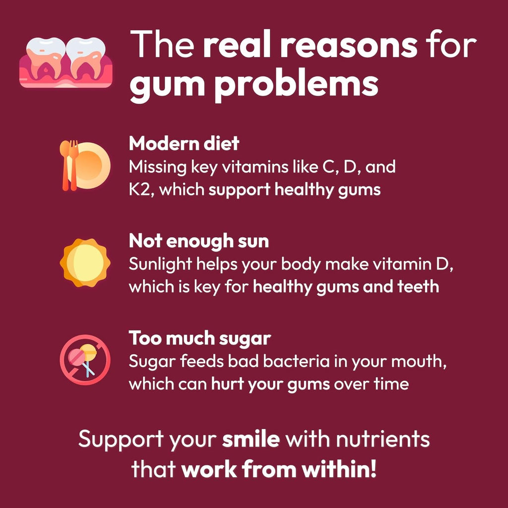 Strong Jaw Gum Restore - Gum Repair for Receding Gums | Teeth Magnesium Supplements, Oral Care, Remineralizing Dental Health Vitamins for Adults | 1 Month Supply, 180 Capsules, Made in USA
