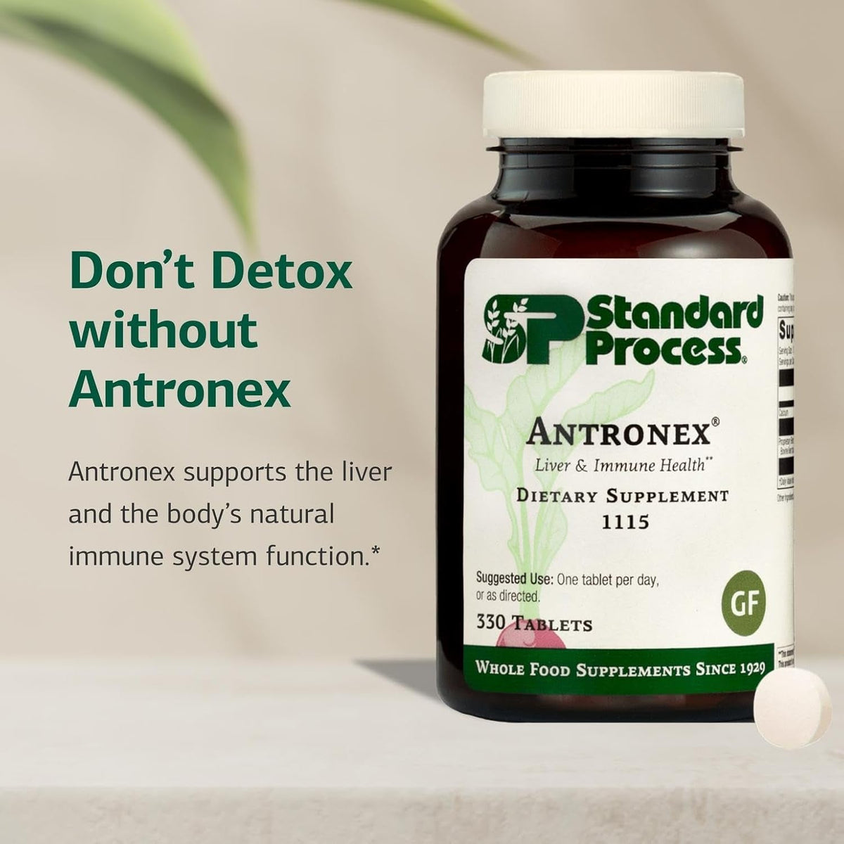 Standard Process Antronex Liver Health Dietary Supplement - Gluten-Free, Non-Dairy, Non-Soy & Non-Grain Immune Care - 330 Tablets