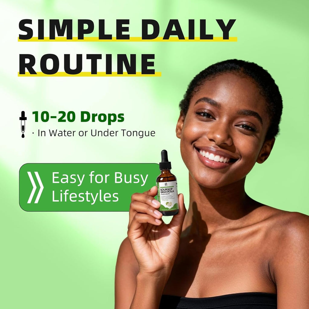 Imatchme Soursop Graviola Liquid Drop for Cell Support & Regeneration, Immune System and Gut Health Support, Soursop Bitters Liquid, Herbal Goodness, Sugar/Gluten Free, Natural Flavor, 2 Fl Oz