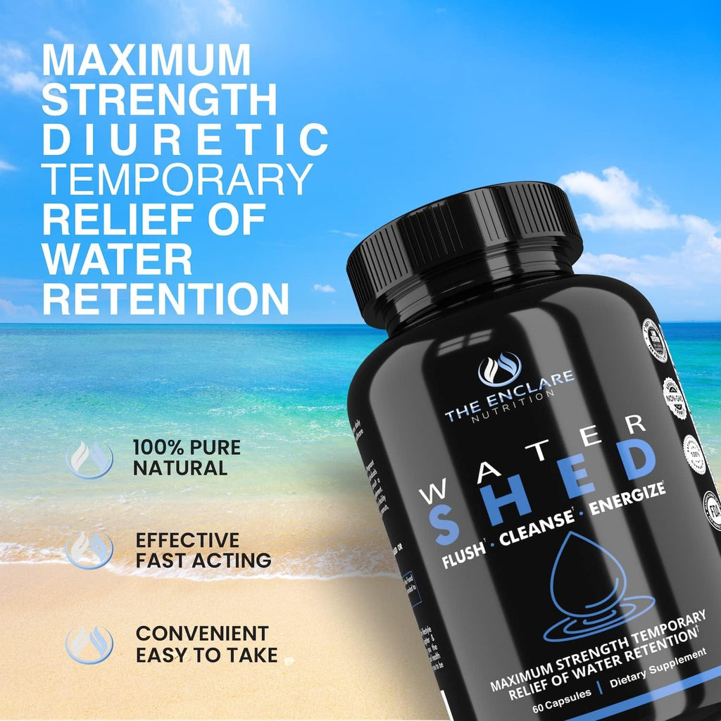 Water Pills Diuretic Water Retention - Liver Detox, Kidney Cleanse, Weight, Swelling Legs & Feet, Edema, Bloating Relief, Fluid Balance - Dandelion Vitamin B6 Green Tea Watershed Max Strength 60Ct (1)
