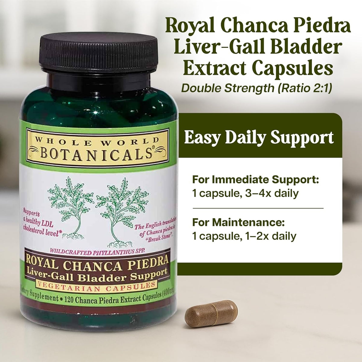 Whole World Botanicals Royal Chanca Piedra Herbal Supplement – Traditional Amazon Herb (120 Vegan Capsules, Liver Vegan Capsules)