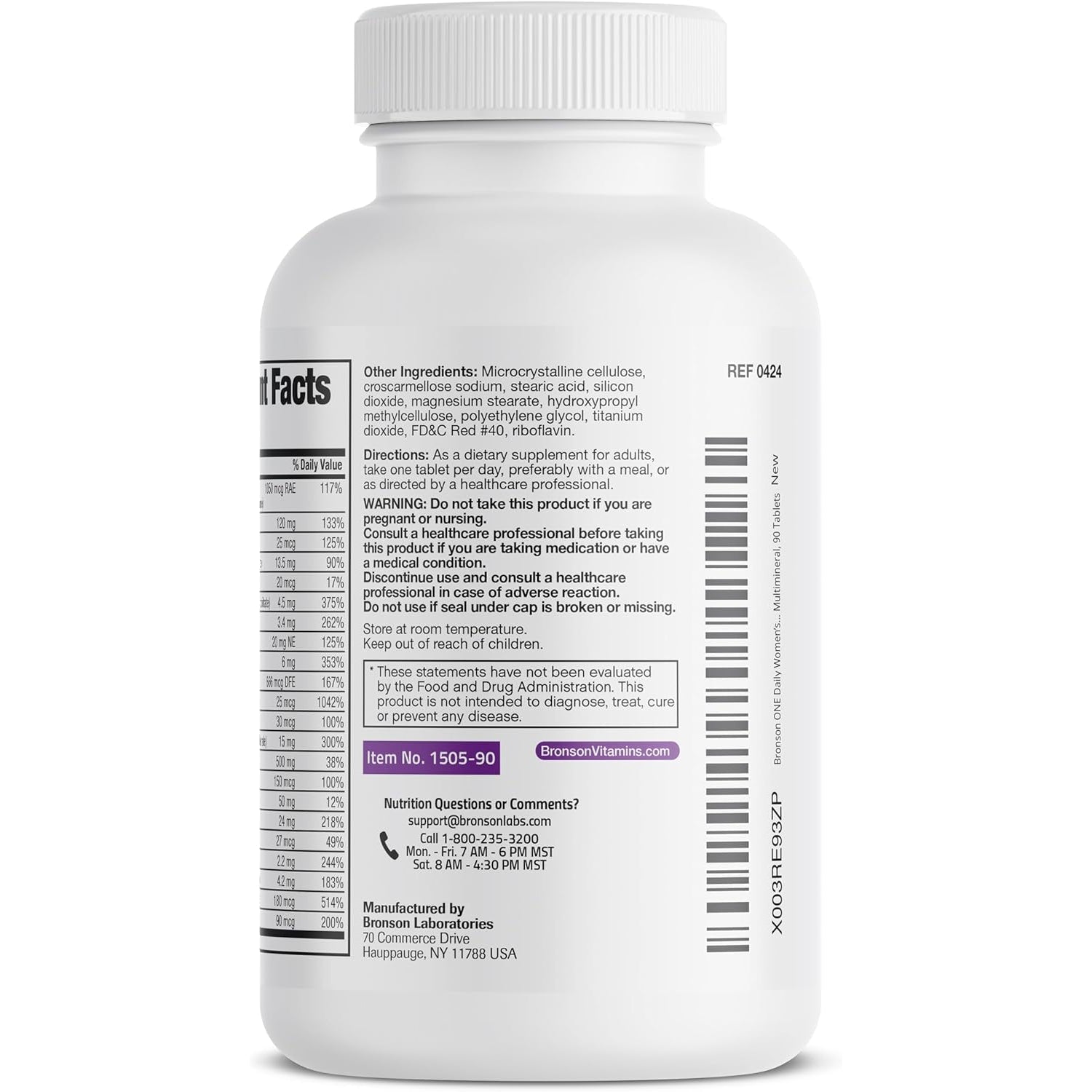 Bronson ONE Daily Women’S 50+ Complete Multivitamin Multimineral, 90 Tablets