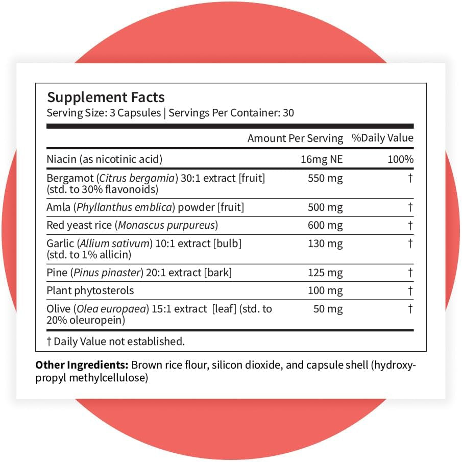 Pattern Wellness Cholesterol Complex Supplement – Supports Overall Well-Being – 3Rd Party Lab Tested – 90 Vegan Capsules