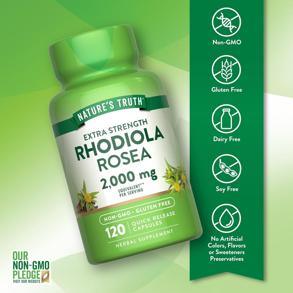 Nature'S Truth Rhodiola Rosea | 120 Capsules | Non-Gmo & Gluten Free Extract Supplement